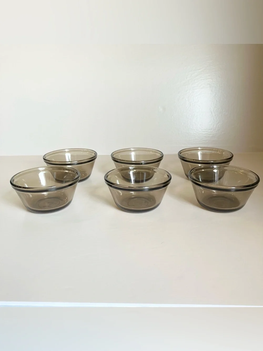 Vintage L'Ovenware 6-ounce Custard Cup Smoked Amber Glass Set of 6